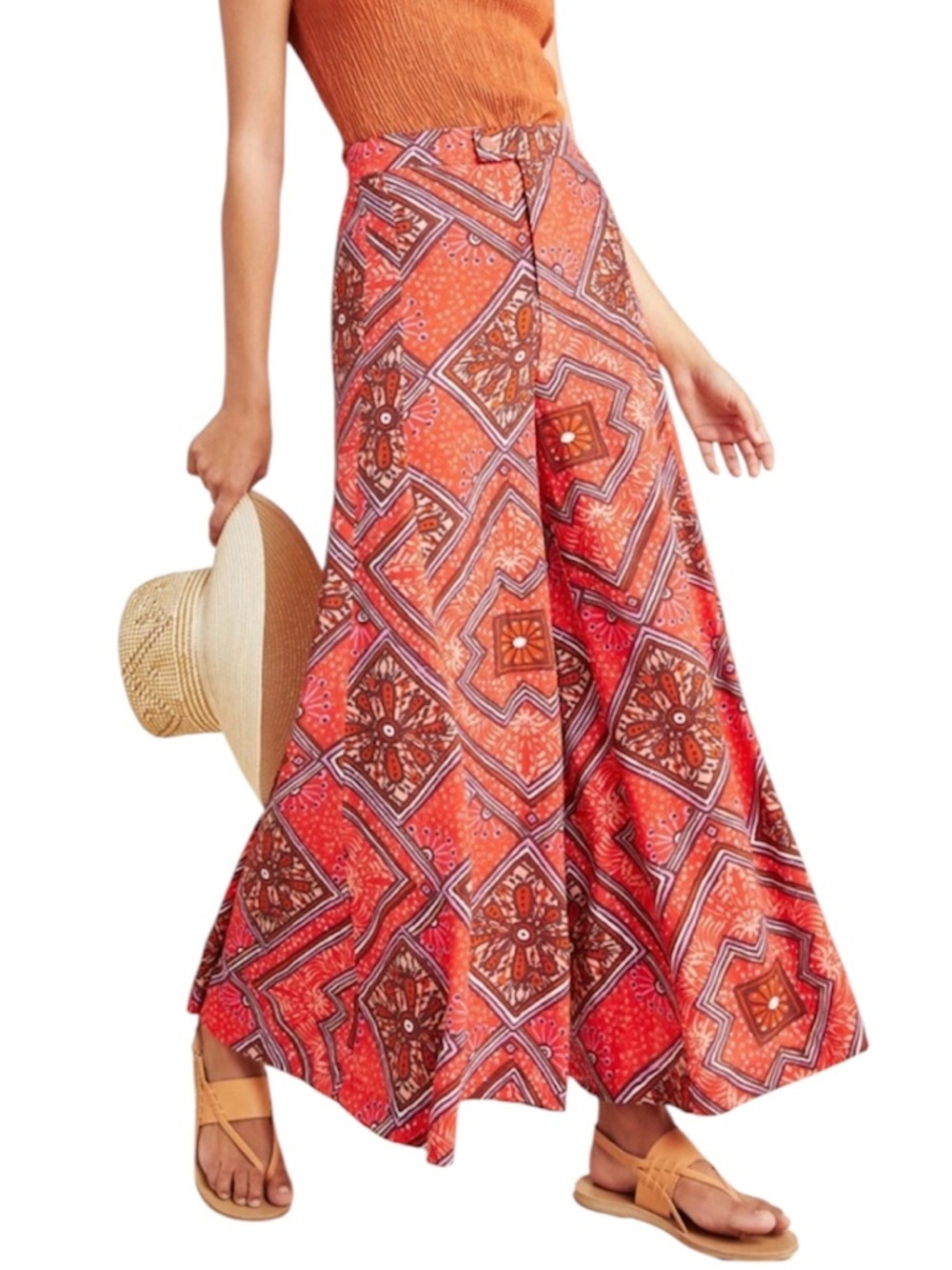 ANTHROPOLOGIE Women’s Printed Wide-Leg Skirted Pants